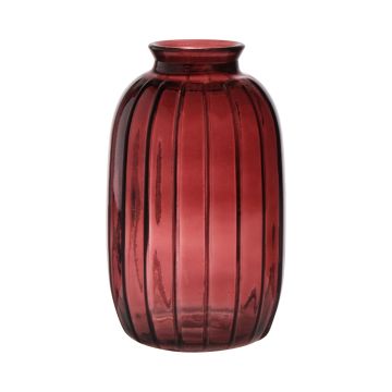 Botella decorativa SILVINA de cristal, ranuras, marrón rojizo transparente, 17,7cm, Ø10,8cm