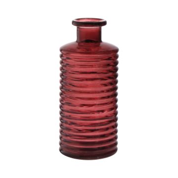 Botella decorativa de cristal STUART con ranuras, rojo-marrón-transparente, 21,5cm, Ø9,5cm