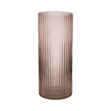 Jarrón de cristal moderno SORCHA con ranuras, rosa pálido-transparente, 30cm, Ø12,5cm