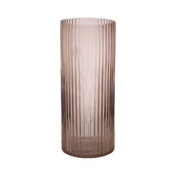 Jarrón de cristal moderno SORCHA con ranuras, rosa pálido-transparente, 30cm, Ø12,5cm