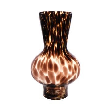 Jarrón esférico de cristal RUSSELL, diseño de leopardo, marrón-transparente, 30cm, Ø18cm