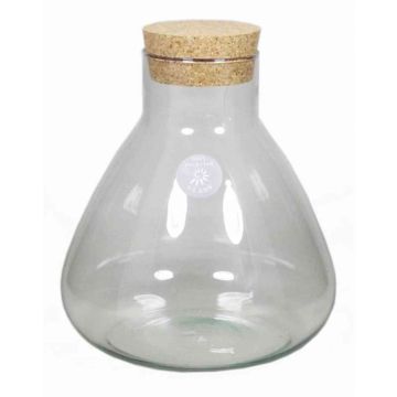 Botella de vidrio PEPPA, con tapa de corcho, cónica/redonda, transparente, 20cm, Ø7cm/Ø16,5cm