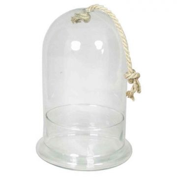 Campana de cristal VOLTA, con cuerda, cilíndrico/redondo, transparente, 28,5cm, Ø18cm