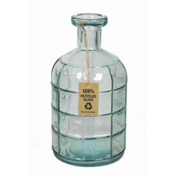 Botella de vidrio JUDINA, cilíndrica/redonda, transparente/azul, 22cm, Ø5,5cm/Ø11cm
