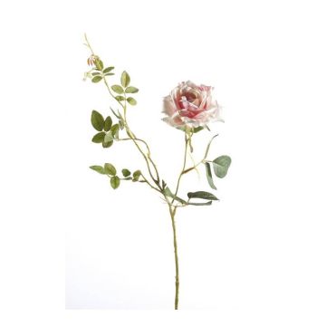 Rama de rosa artificial BEATA, rosa-blanco, 75cm