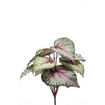 Begonia de hoja pintada sintética MEIRA con palo, verde-rosa, 25cm