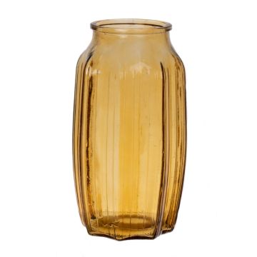 Florero pequeño de cristal AMORY, amarillo miel-transparente, 22cm, Ø12cm