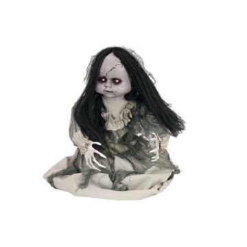 Muñeca de terror de Halloween BARLETTA con función de movimiento, sonidos de fantasmas, LEDs, 45cm