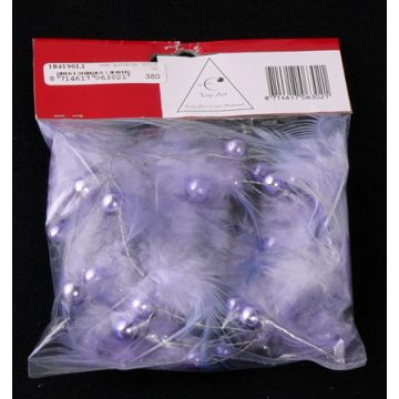 Guirnalda de plumas DAK con perlas, violeta claro, 180 cm