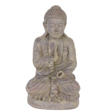 Figura de Buda SHANTA, meditando sentado, gris, 45cm