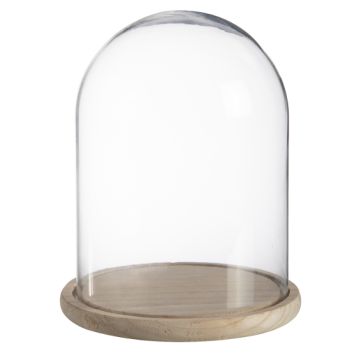 Campana de vidrio SABIKA con base de madera, transparente, 22cm, Ø17cm