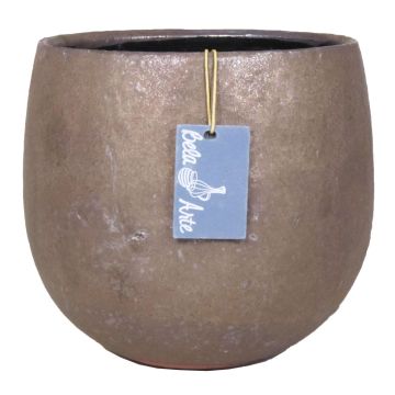 Maceta redonda de cerámica PEYO, bronce, 10,5cm, Ø12cm