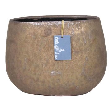 Maceta ovalada de cerámica PEYO, bronce, 25,5x15,5x18,5cm