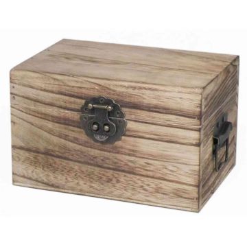 Caja de madera vintage ADEVA, cierre, asa, marrón, 16x11x10cm