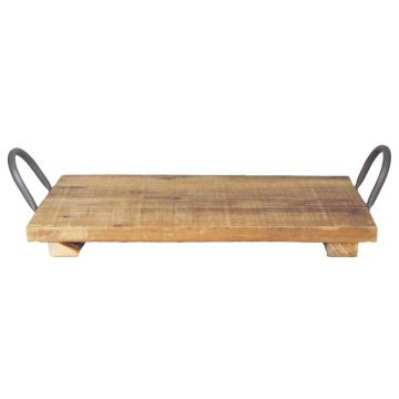 Bandeja de madera vintage DIYAR con asa, marrón, 40x20x3cm