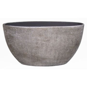 Maceta ovalada de cerámica AGAPE con grano, blanco-marrón, 49x20x25cm