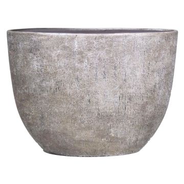 Maceta ovalada de cerámica AGAPE con grano, blanco-marrón, 50x20x36cm