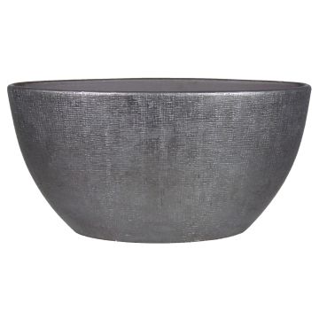 Maceta ovalada de cerámica AGAPE con grano, negra, 49x20x25cm