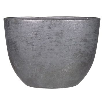 Maceta ovalada de cerámica AGAPE con grano, negra, 50x20x36cm