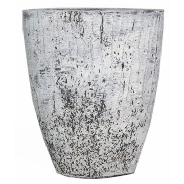 Jarrón ovalado de cerámica ADELPHOS, aspecto piedra, gris oscuro-blanco, 30x16,5x38,5cm