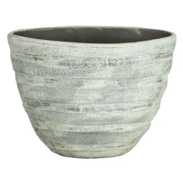 Maceta de cerámica ovalada ADELPHOS, líneas, blanco-gris oscuro, 45x20,5x34cm