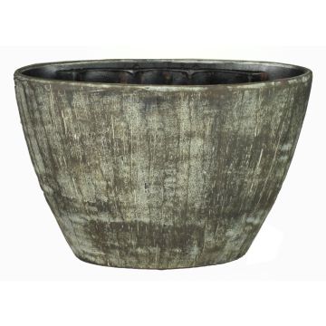 Maceta para orquídeas shabby RAKSCHA, cerámica, líneas, marrón-verde oliva, 32x14,5x22,5cm