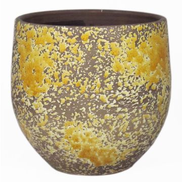 Maceta de cerámica rústica TSCHIL, color degradado, ocre-amarillo-marrón, 16cm, Ø17cm
