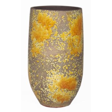 Jarrón de cerámica rústica TSCHIL, gradiente de color, ocre-amarillo-marrón, 45cm, Ø20cm