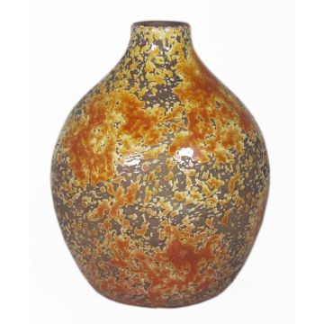 Jarrón redondo de cerámica rústico TSCHIL, color degradado, ocre-amarillo-marrón, 24cm, Ø18cm
