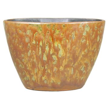 Maceta ovalada ELIEL de cerámica, moteada, naranja-amarillo, 32x15x22cm