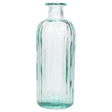 Botella de vidrio AYAKA con ranuras, transparente-azul, 28cm, Ø10cm