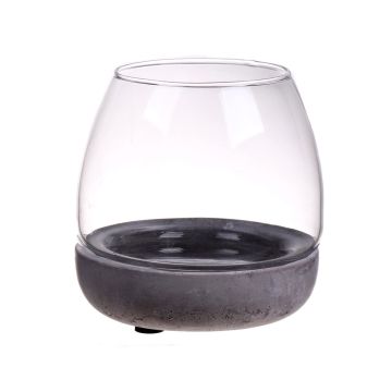 Lámpara de mesa de cristal TONDA con base de hormigón, transparente, 12cm, Ø13cm