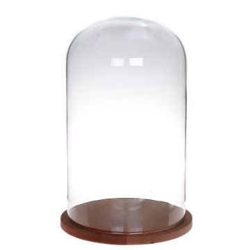 Campana de cristal HELVIN con base de madera, transparente, 38cm, Ø22cm