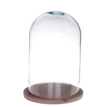 Campana de vidrio HELVIN con base de madera, vidrio ecológico, transparente, 32cm, Ø19cm