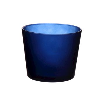 Portavelas de cristal ALENA FROST, azul mate, 9,5cm, Ø11,5cm