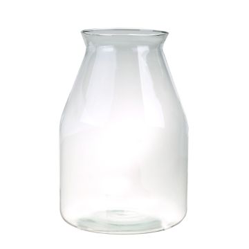 Jarrón con forma de botella JONITA, vidrio ecológico transparente, 35cm, Ø16cm/Ø24cm