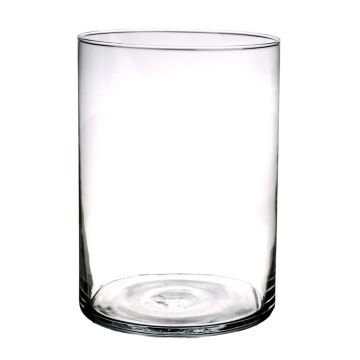 Jarrón cilíndrico de vidrio SANYA EARTH, transparente, 25cm, Ø18cm