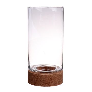 Vaso para velas BERRO con base de corcho, transparente, 30cm, Ø15cm