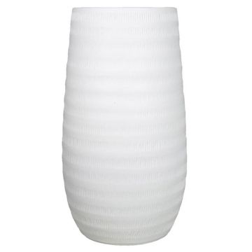 Maceta de cerámica TIAM con muescas, blanco-mate, 40cm, Ø22cm