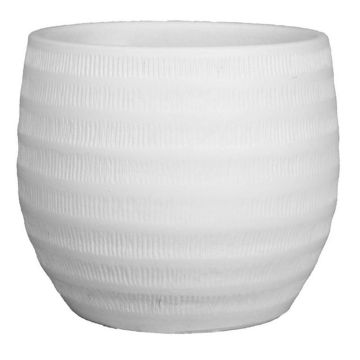 Maceta de cerámica TIAM con muescas, blanco-mate, 31cm, Ø34cm