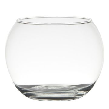 Florero redondo para velas TOBI EARTH de vidrio, transparente, 15,5cm, Ø20cm