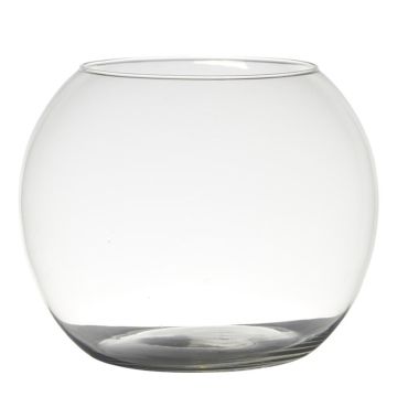 Florero redondo para velas TOBI EARTH de vidrio, transparente, 20cm, Ø25cm