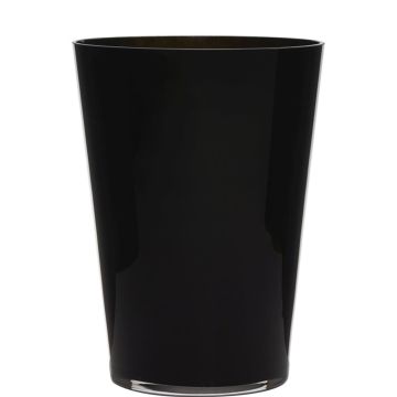 Florero cónico ANNA EARTH de vidrio, negro, 30cm, Ø22cm