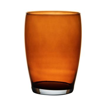 Jarrón de cristal redondo HENRY, naranja-marrón-transparente, 20cm, Ø14cm