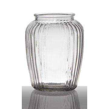 Vaso para velas NOLAN, rayas verticales, transparente, 19,5cm, Ø15,5cm