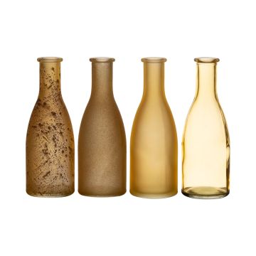 Botellas de vidrio ANYA, 4 piezas, amarillo-marrón, 18cm, Ø6cm
