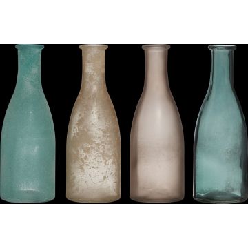Portavelas LYLA de vidrio, 4 piezas, marrón-turquesa, 9cm, Ø8cm
