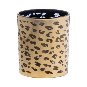 Vaso para velas SENGA, diseño de leopardo, oro, 6,5cm, Ø5,5cm