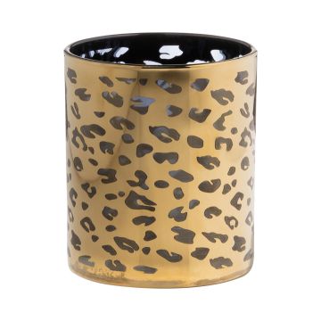 Vaso para velas SENGA, diseño de leopardo, oro, 10cm, Ø9cm