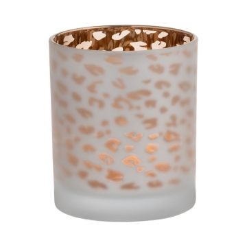 Vaso para velas SENGA, diseño de leopardo, oro mate, 10cm, Ø9cm